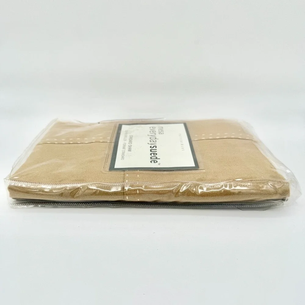 NWT Pottery Barn Mesa Everyday Suede Standard Sham – Tan Microfiber Pillow Cover